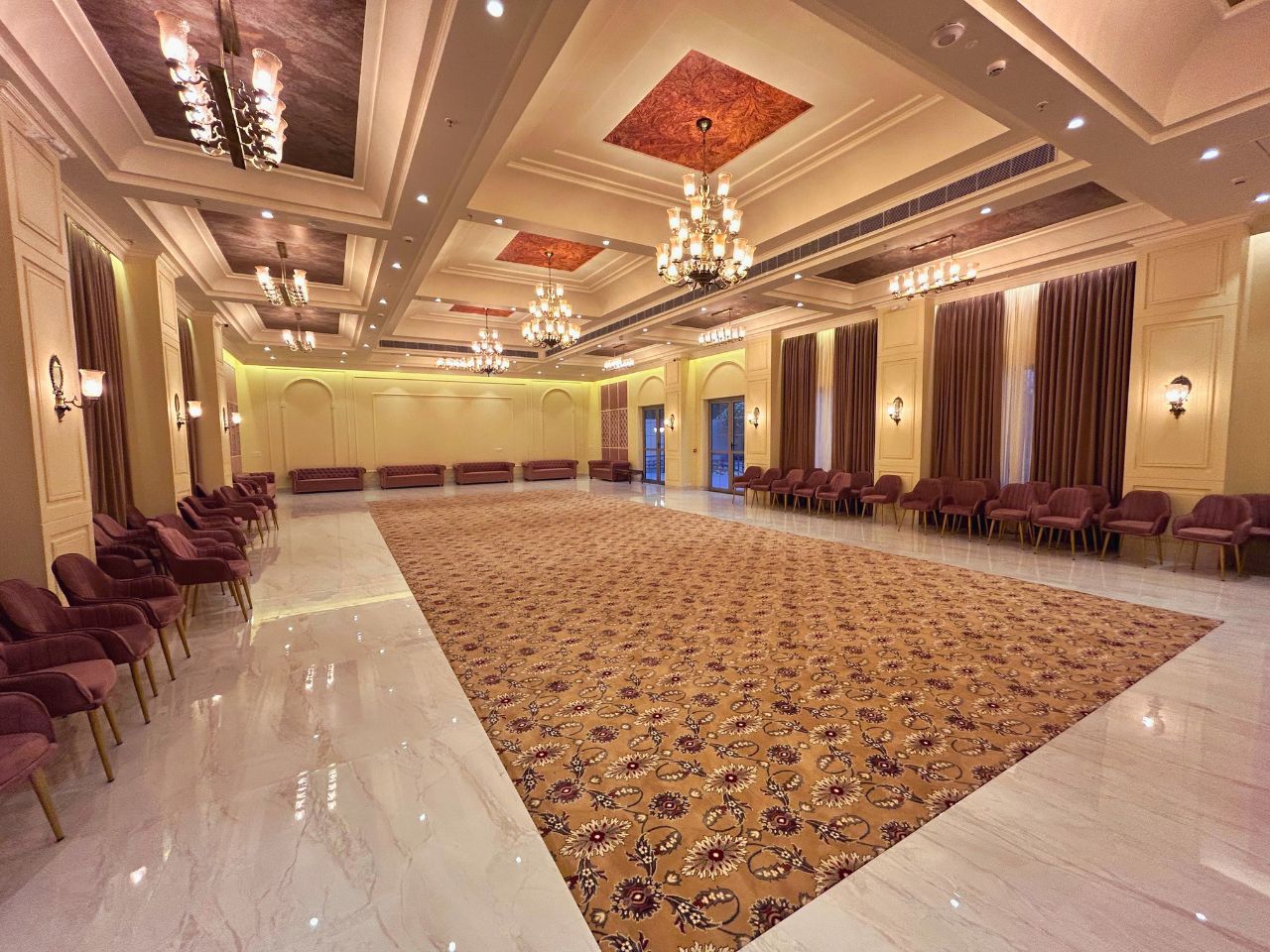 Spacious decorated banquet hall for 250+ guests at Vankamal Resort, Jaipur